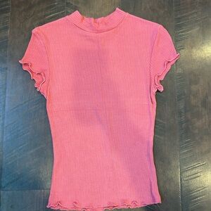 High neck, scalloped sleeve top